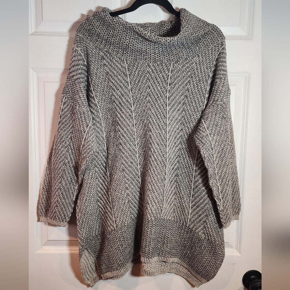 Eight Eight Eight Gray Cozy Knit Cowl Neck Sweater 2X